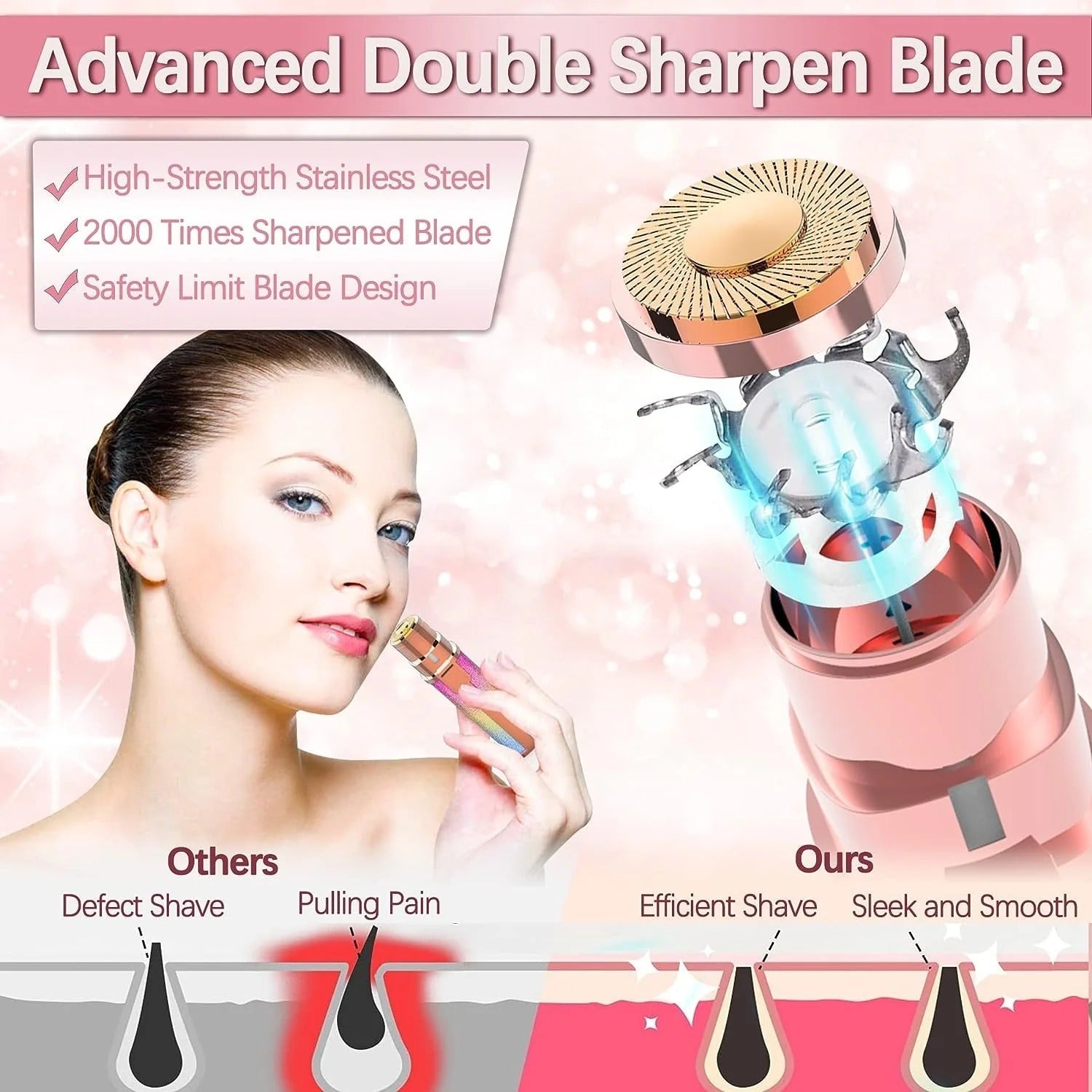 Rechargeable 2 in 1 Electric Eyebrow Trimmer and Facial Hair Shaver for Women